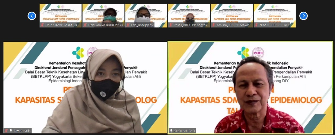 Pertemuan Peningkatan Kapasitas SDM Teknis Epidemiolog tentang Registrasi, Perizinan, dan P2KB Epidemiologi bagi Epidemiolog Kesehatan oleh BBTKLPP Yogyakarta Tahun 2022